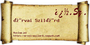 Árvai Szilárd névjegykártya